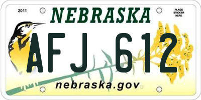 NE license plate AFJ612