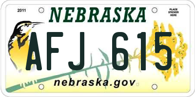 NE license plate AFJ615
