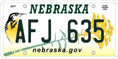 NE license plate AFJ635