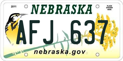 NE license plate AFJ637