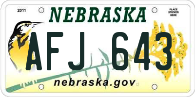 NE license plate AFJ643