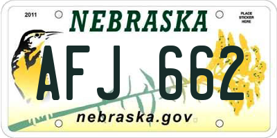 NE license plate AFJ662