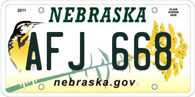 NE license plate AFJ668