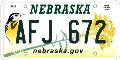 NE license plate AFJ672