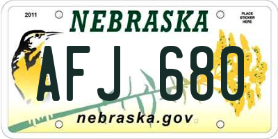 NE license plate AFJ680