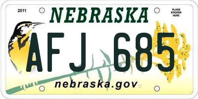 NE license plate AFJ685