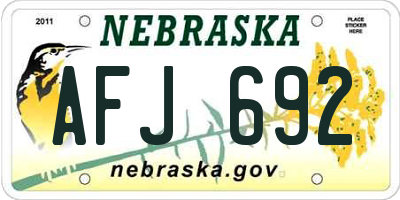 NE license plate AFJ692