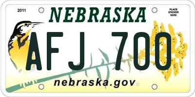 NE license plate AFJ700