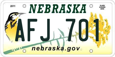 NE license plate AFJ701