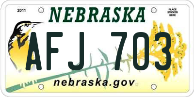 NE license plate AFJ703