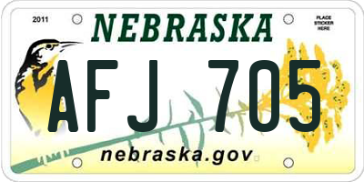 NE license plate AFJ705