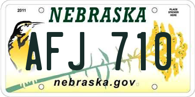 NE license plate AFJ710