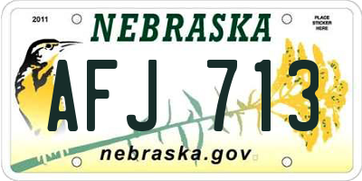 NE license plate AFJ713
