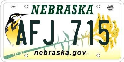 NE license plate AFJ715
