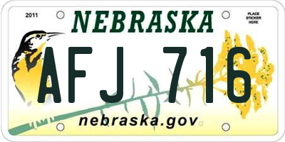 NE license plate AFJ716
