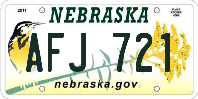 NE license plate AFJ721