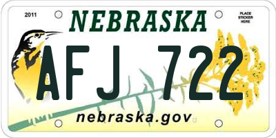 NE license plate AFJ722