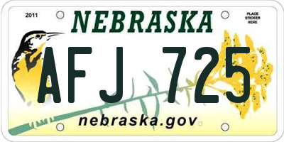 NE license plate AFJ725