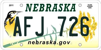 NE license plate AFJ726