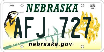 NE license plate AFJ727