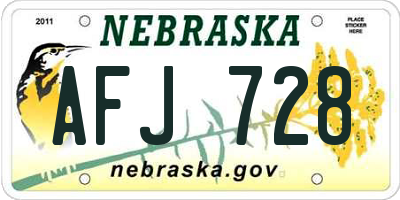NE license plate AFJ728