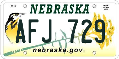 NE license plate AFJ729