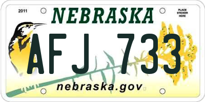 NE license plate AFJ733