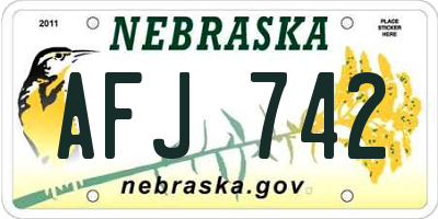 NE license plate AFJ742