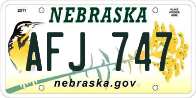 NE license plate AFJ747