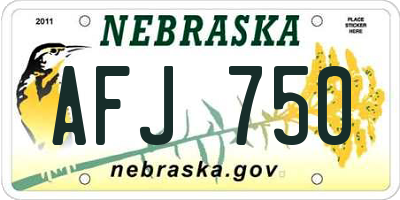 NE license plate AFJ750