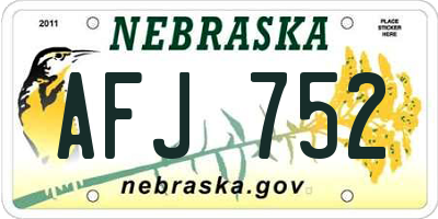NE license plate AFJ752