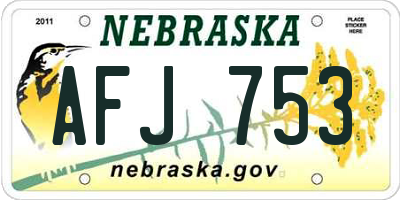NE license plate AFJ753