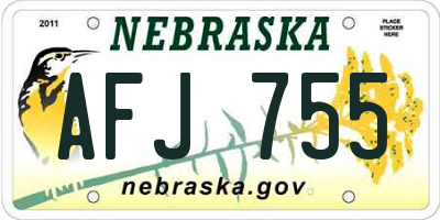 NE license plate AFJ755