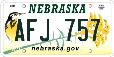 NE license plate AFJ757