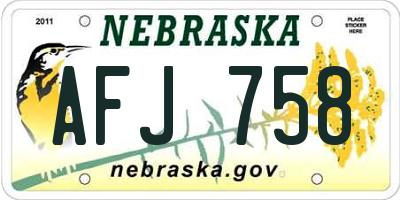 NE license plate AFJ758