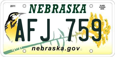 NE license plate AFJ759