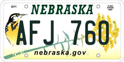 NE license plate AFJ760