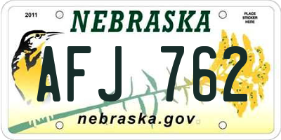 NE license plate AFJ762