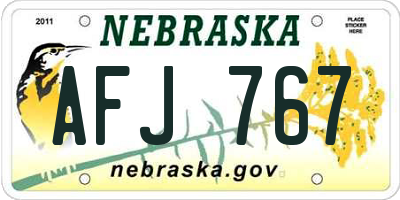 NE license plate AFJ767