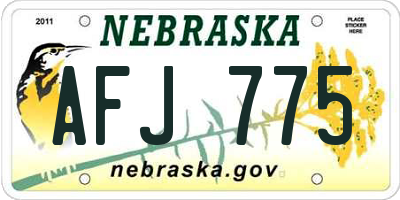 NE license plate AFJ775