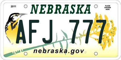 NE license plate AFJ777