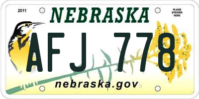 NE license plate AFJ778