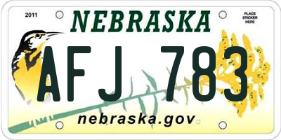 NE license plate AFJ783
