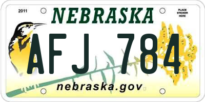 NE license plate AFJ784