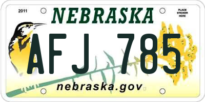 NE license plate AFJ785