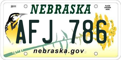 NE license plate AFJ786