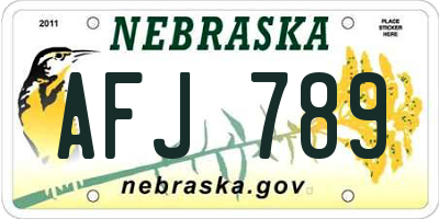 NE license plate AFJ789