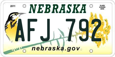 NE license plate AFJ792