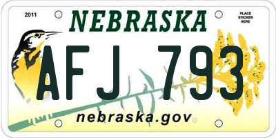 NE license plate AFJ793