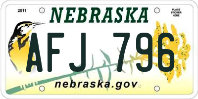 NE license plate AFJ796